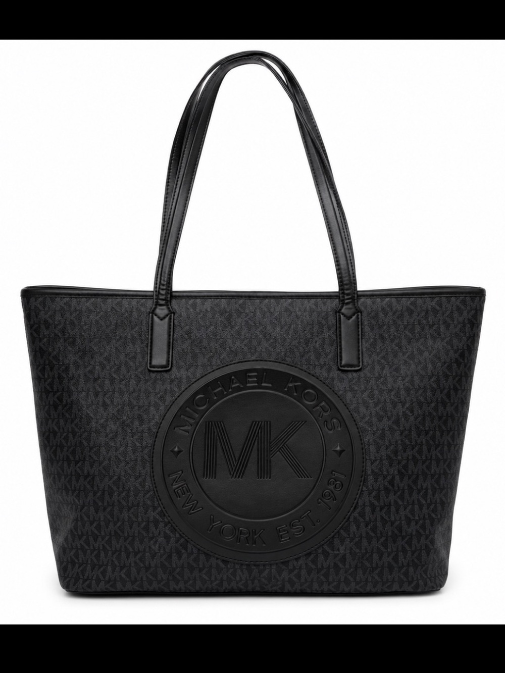 Michael Kors Black MK Embossed Logo Tote